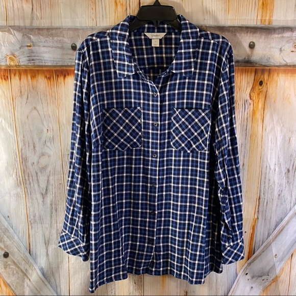 CJ Banks Tops - EUC CJ Banks Button Down Plaid Shirt Soft Checkered 2X